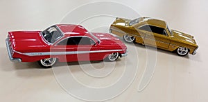 Diecast miniatur of retro cars
