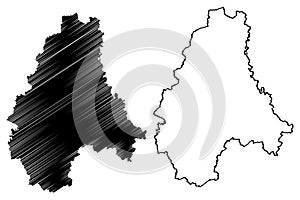 Diekirch District Grand Duchy of Luxembourg map vector illustration, scribble sketch Diekirch map