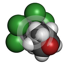 Dieldrin pesticide molecule. Insecticide that persists for very long time in environment (Persistent Organic Pollutant