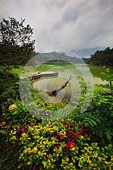 Dieng Highland Telaga Warna Greenish Sulphuric Lake