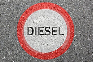 Diesel driving ban road sign roadsign street not allowed zone