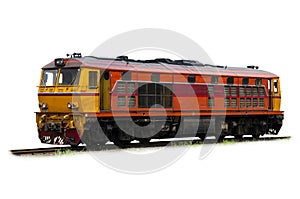 Diesel electric locomotive isolated on white background with clipping path