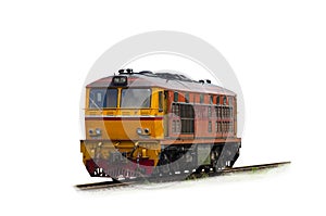 Diesel electric locomotive isolated on white background with clipping path