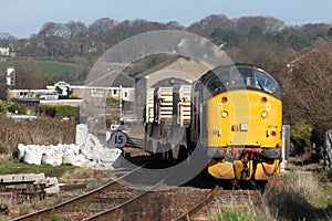 Diesel electric locomotive on nuclear flask train