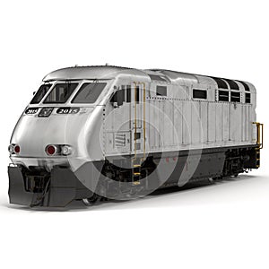 Diesel Electric Locomotive on White 3D Illustration