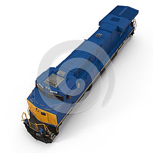 Diesel-electric locomotive on white. 3D illustration