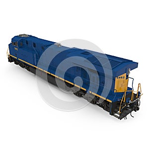 Diesel-electric locomotive on white. 3D illustration