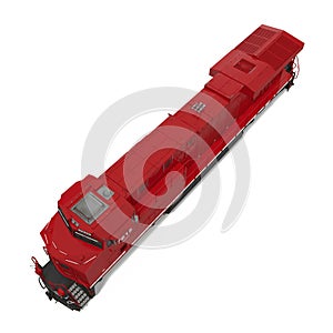 Diesel-electric locomotive on white. 3D illustration