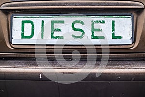 Diesel emission fake registration plate