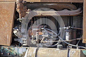 Diesel engine of an old tractor