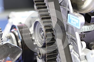 Diesel Engine timing belt ; close up