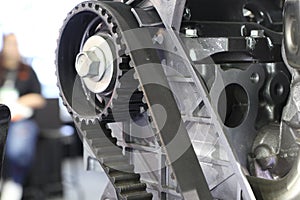 Diesel Engine timing belt ; close up photo