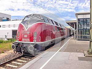 Diesel engine on a train station