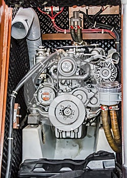 Diesel engine on the yacht