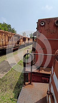 Diesel engines from old locomotives photo