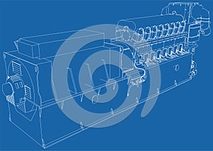 Diesel and gas industrial electric equipment. Diesel generator