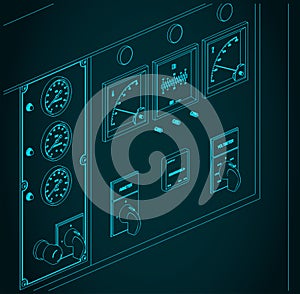 Diesel generator control panel closeup