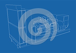 Diesel generator unit for factory. he layers of visible and invisible lines are separated