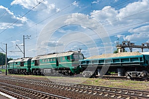 Diesel locomotive on the station