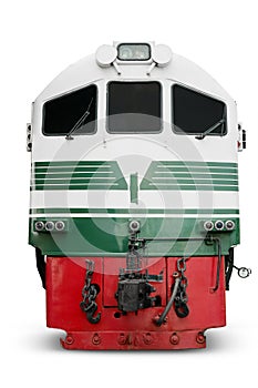 Diesel locomotive on white