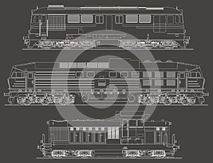 Diesel Locomotives vector side view