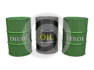 Diesel, Oil and Petrol barrels
