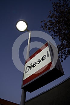 Diesel sign at gas station