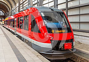 A diesel suburban train in Kiel Central Station