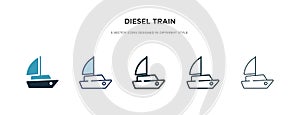Diesel train icon in different style vector illustration. two colored and black diesel train vector icons designed in filled,