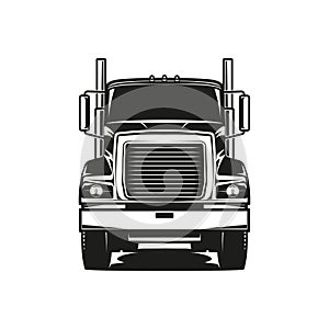 diesel truck logo vector black and white illustration front view