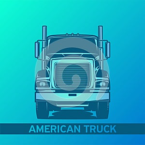 diesel truck logo vector green and blue illustration front view