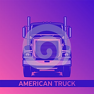 diesel truck logo vector violent and blue illustration front view