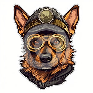 Dieselpunk Yorkshire Terrier Sticker Image Of A German Shepherd