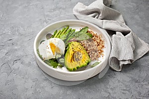 Diet breakfast with quinoa and vegetables