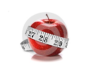 Diet Concept with Apple and Measuring Tape