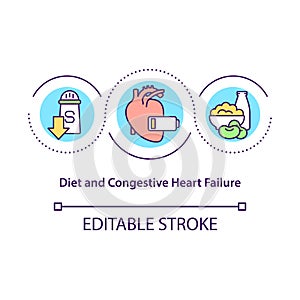 Diet and congestive heart failure concept icon