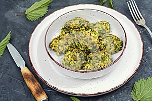 Diet cutlets made from fresh nettles