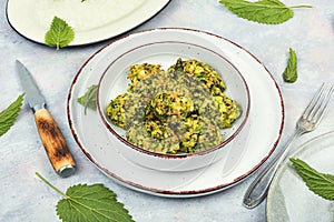 Diet cutlets nettles, tasty vegan food