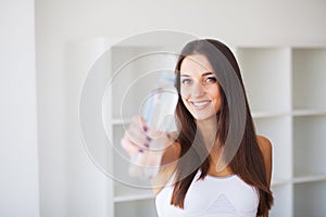 Diet and Drinking Water. Woman with bottle of water