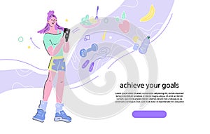 Diet and fitness training planner application concept