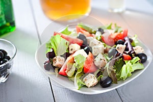 Diet and healthy mediterranean salad