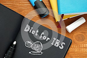 Diet for ibs inscription on the piece of paper