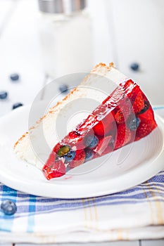 Diet light dessert with fresh fruits and jelly