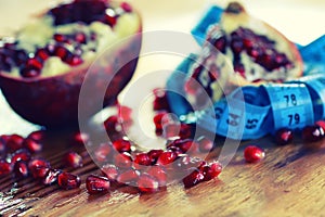 Diet mesaure fruit red pomegranate photo