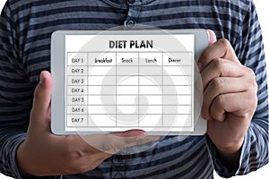 DIET PLAN healthy eating, dieting, slimming and weigh loss concept