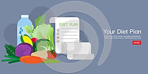 Diet plan schedule with healthy food