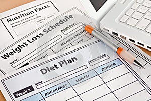 Diet Plan and Weightloss Schedule by Laptop photo