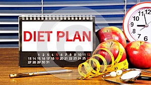 Diet plan â€” the inscription of text on the planning calendar.