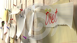 Diet reminder note pinned to kitchen wall