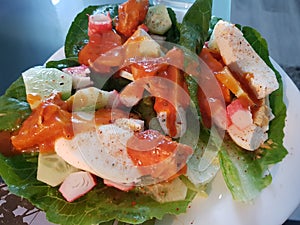 Diet sandwitch on lettuce leaf